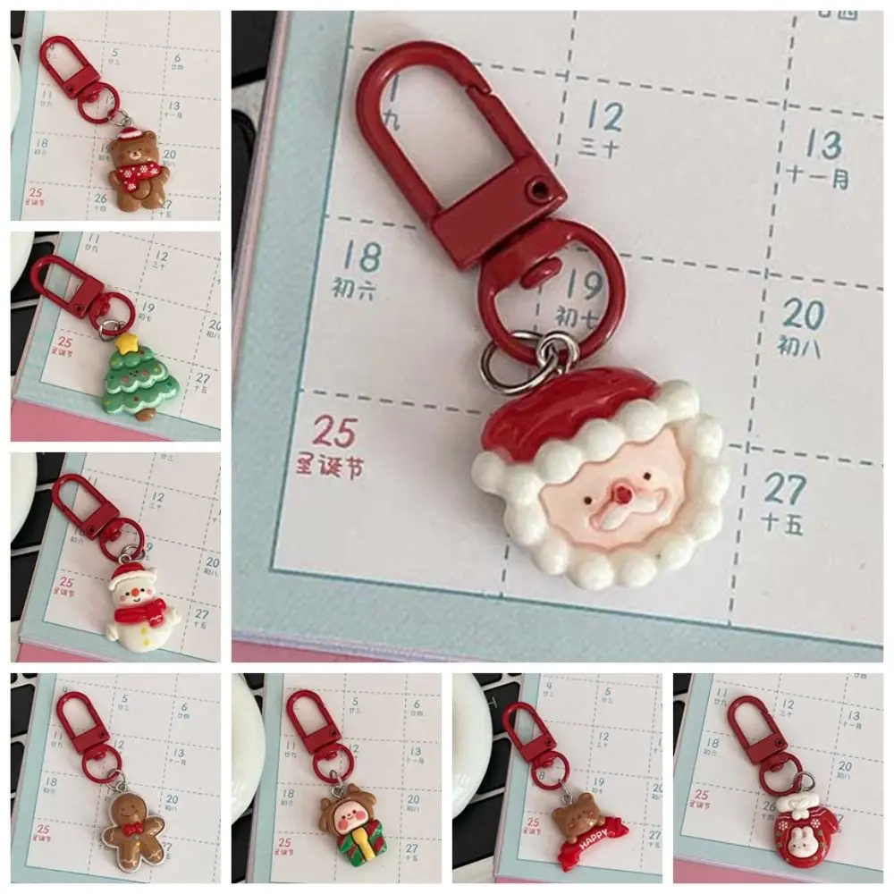 Gingerbread Man Xmas Santa Claus จี้ Elk กระเป๋าเป้สะพายหลัง Charms คริสต์มาสเรซิ่น Key CHAIN เกาหลีสไตล์แหวนเครื่องประดับ