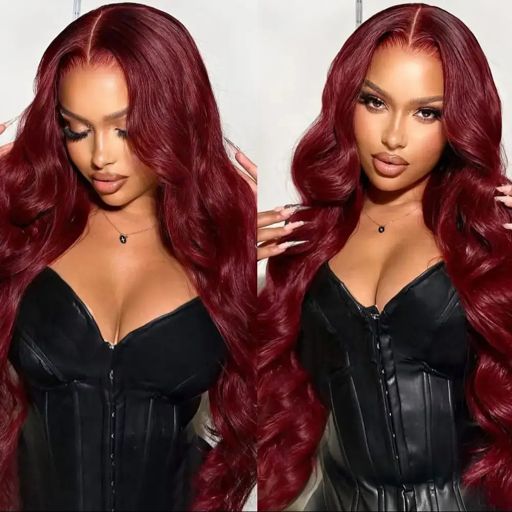 Burgundy Body Wave Lace Front Human Hair Wig 99J Colored 13x4 13x6 HD Lace Frontal Wig 5X5 Glueless Human Hair Wigs For Women