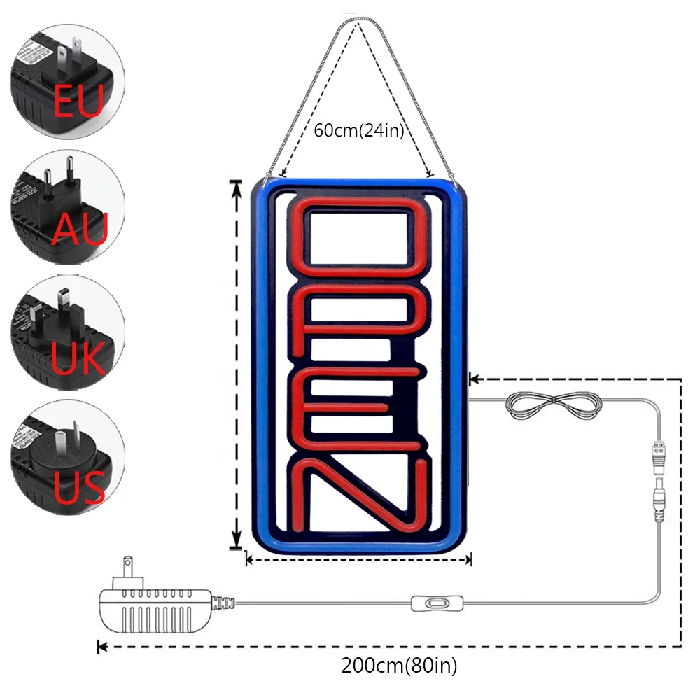 OPEN Neon Sign Light LED Wall Decoration Neon Lamp Bedroom Home Party Commercial Lighting Colorful Tube Club KTV Night Light OPE