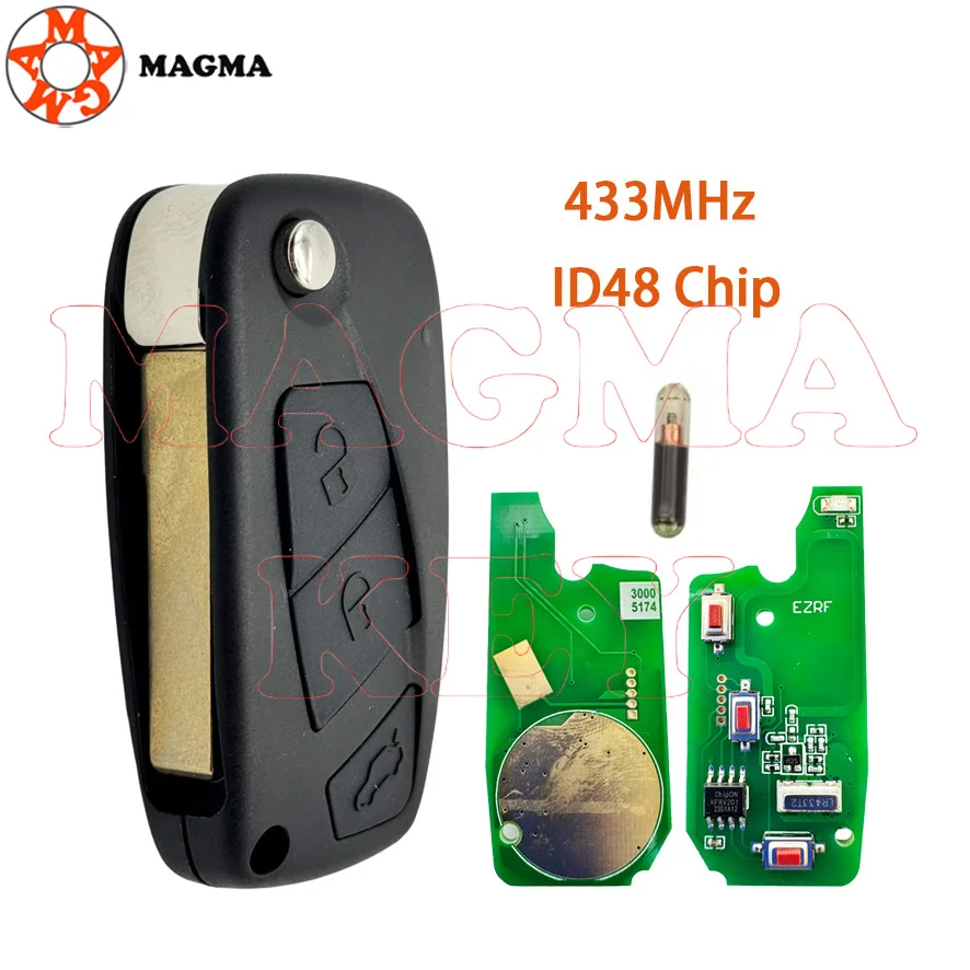 MAGMA 433MHZ ID48 3 أزرار إنذار مفتاح السيارة عن بعد لشركة فيات Ducato Iveco بيجو الملاكم سيتروين التتابع 2006 2007 2008 SIP22 شفرة #1