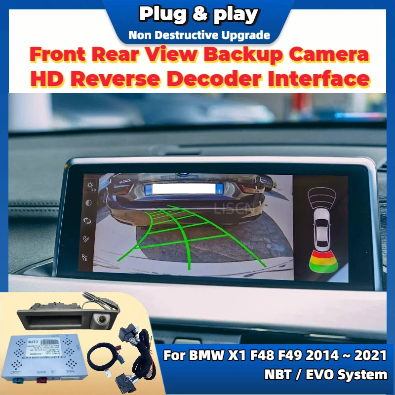 كاميرا عكسية لسيارات BMW X1 F48 F49 2014 ~ 2021 تعمل مع الشاشة الأصلية HD للرؤية الليلية كاميرا احتياطية أمامية وخلفية