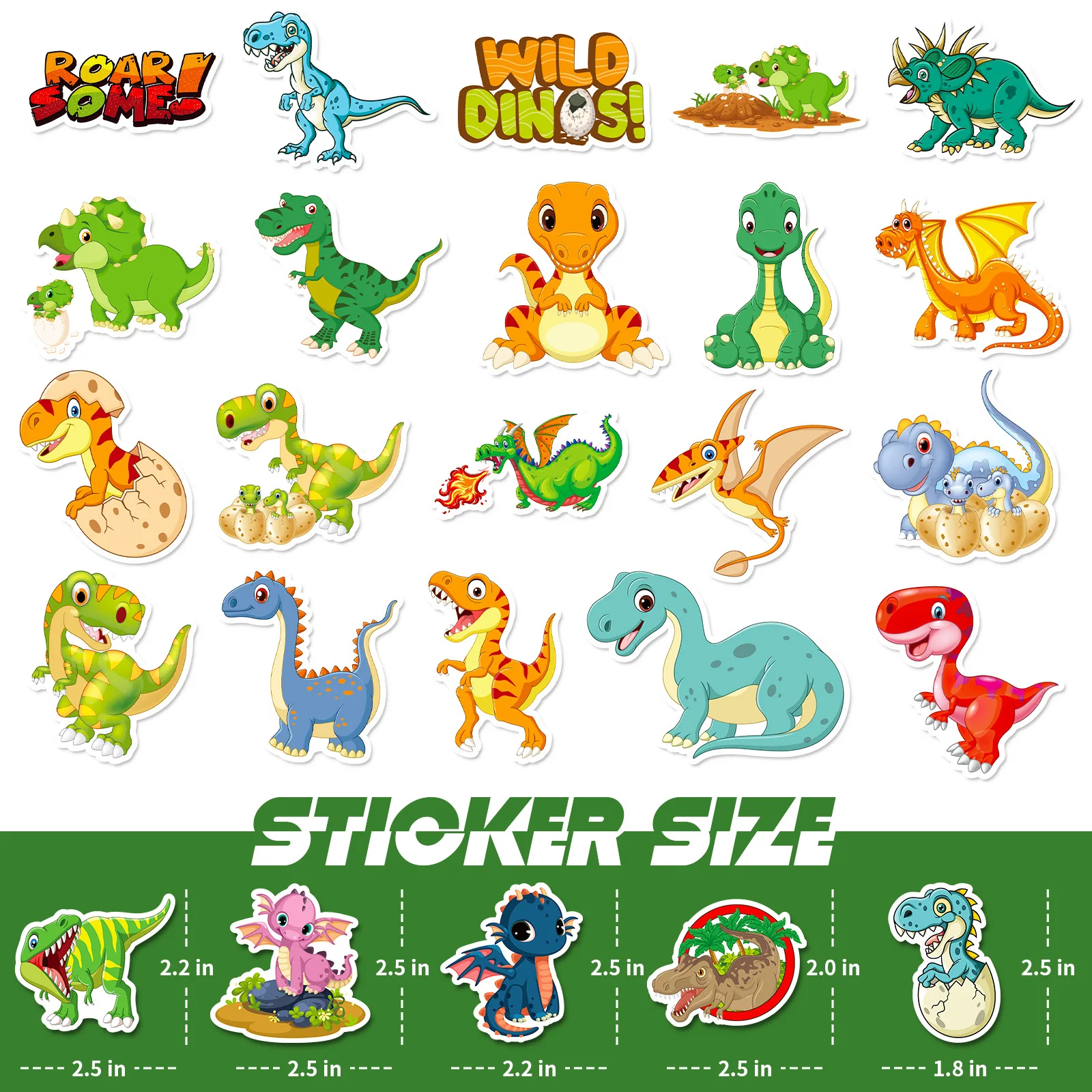 10/25/50pcs Cartoon Dinosaurs Graffiti Stickers for DIY Scrapbook Suitcase Water Bottle Phone Laptop Guitar Car Decal Toy