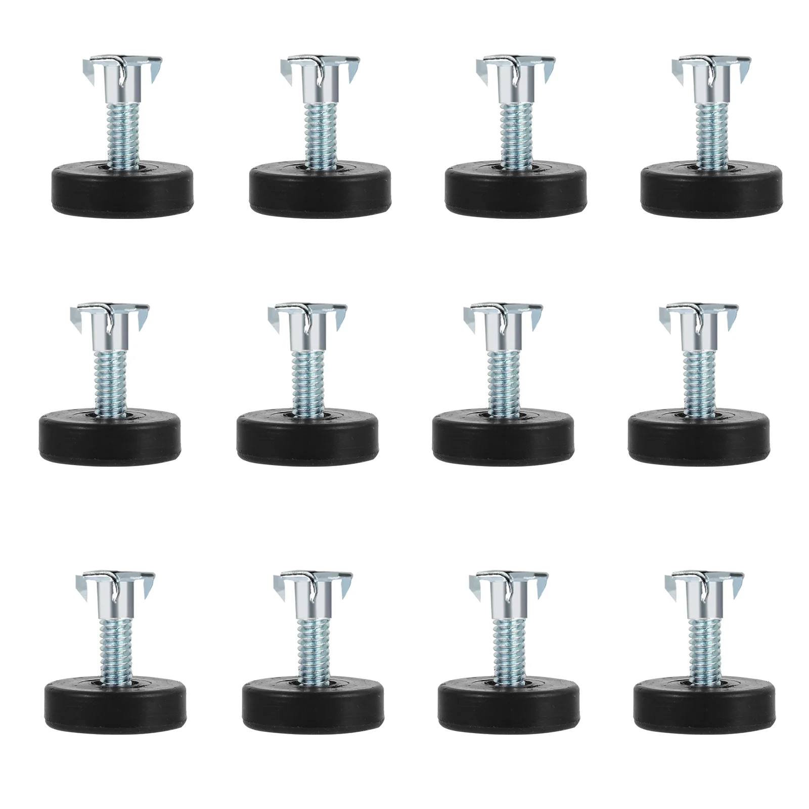 

12 Pcs Work Table Adjustable Sofa Furniture Balance Feet with Square Nut Threaded Leveling Levelers Black