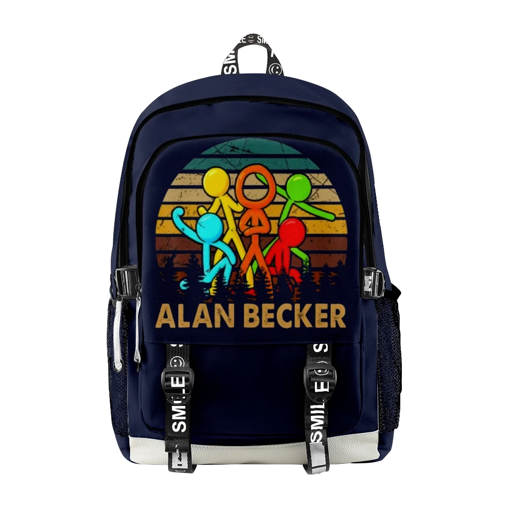 Alan Becker Merch Young Youtuber Zipper Backpack Children Kids School Bag Unique Daypack 2023 Unisex Traval Bag Oxford Cloth