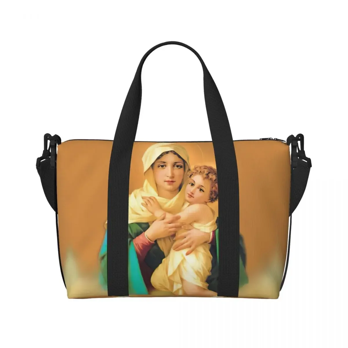 مخصص سيدة شوينستات حقيبة حمل على الشاطئ حقيبة المرأة اضافية كبيرة الصالة الرياضية تحمل على مريم العذراء الكاثوليكية سانت حقائب التسوق السفر