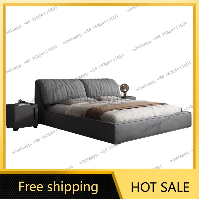 Factory Direct Sales Light Luxury Elephant Ear Technology Flannel Soft Bag Bed Italian Minimalist Software