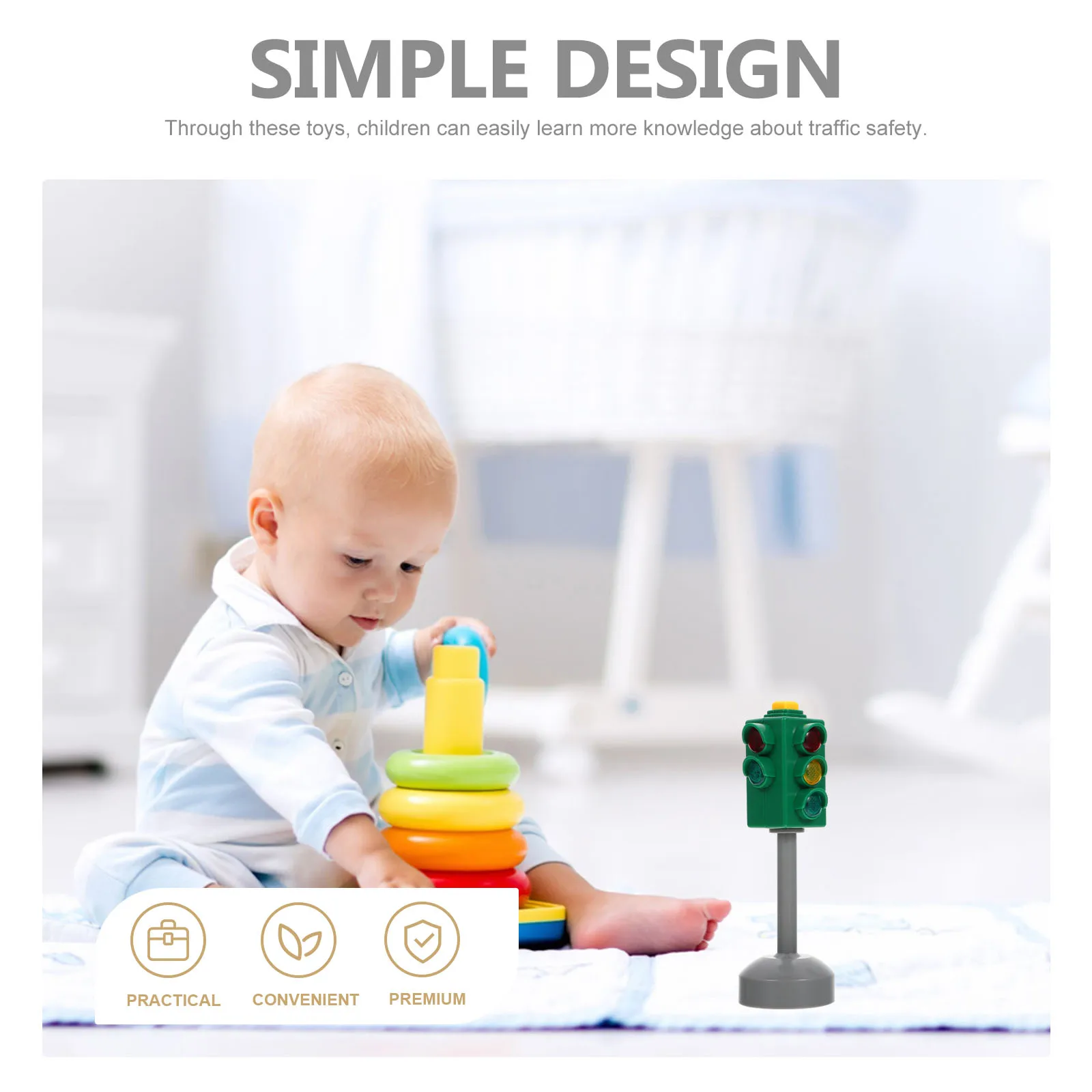 

3 Pcs Traffic Light Toys Stop for Kids Roads Signs Car Crossing Game Play Mini Learning