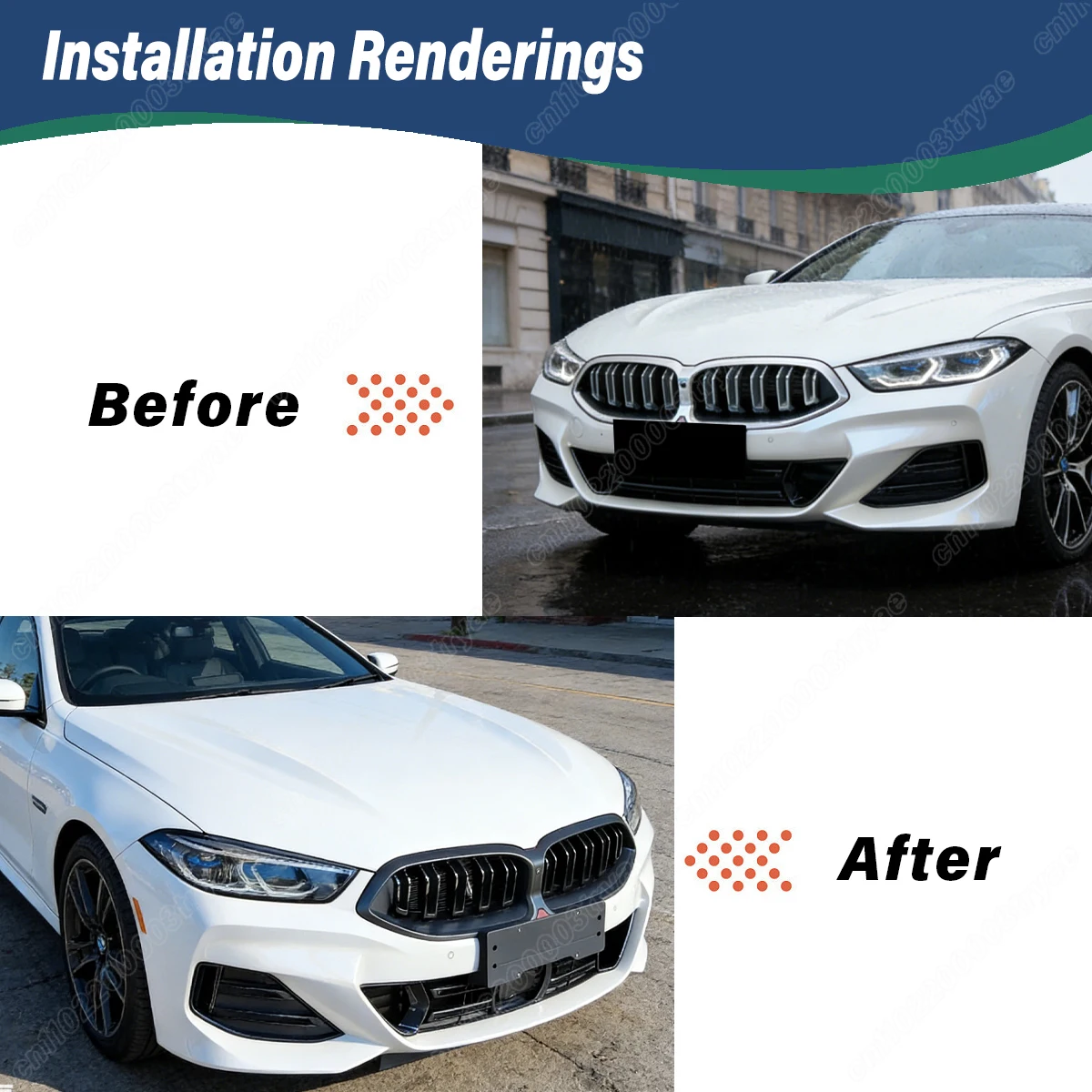 For BMW 8 Series G14 G15 G16 2023 2024 2025 M Sport Automotive Front Bumper Double Line Darth Vader Style Air Intake Grille Kit