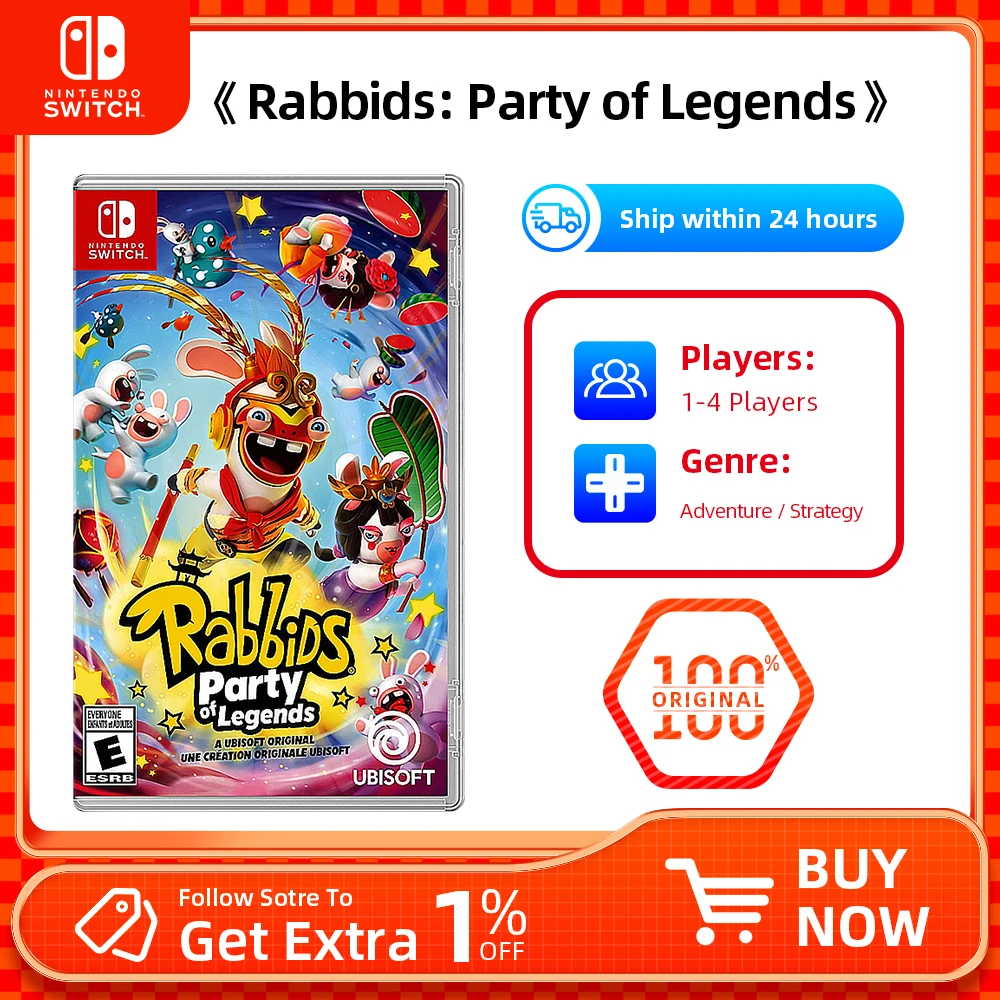 عروض ألعاب Rabbids Party of Legends Nintendo Switch 100% بطاقة الألعاب المادية الأصلية الرسمية لوحدة تحكم ألعاب Switch OLED Lite