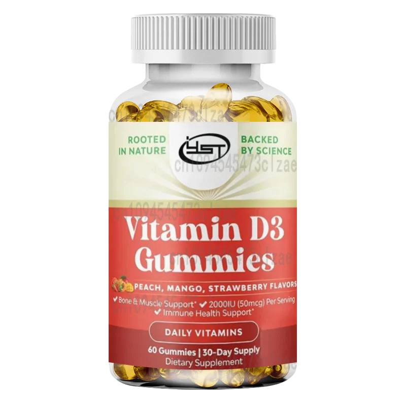 Health Vitamin D3 Gummies - Delicious Adult Vitamin D Gummies, Each Serving Containing Vitamin D3, Non GMO Gelatin, and Gluten