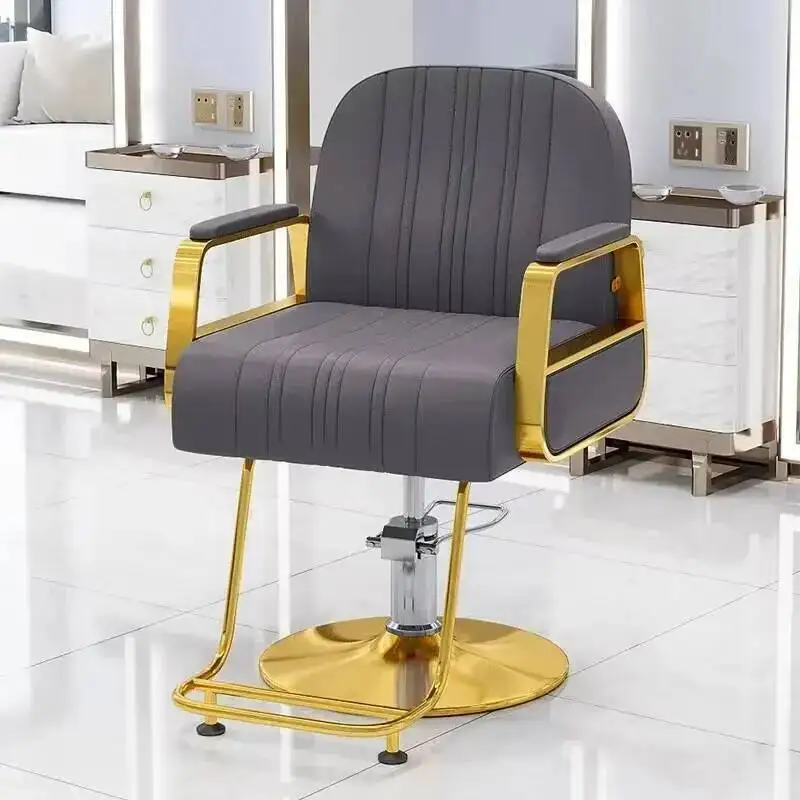 Silla luxo salão de beleza preto barbeiro cadeira confortável barbero elegante design minimalista premium de giratória cadeira de móveis de cabeleireiro