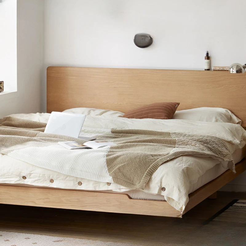 White oak with thin bed head 1.5m 1.8 small apartment extremely narrow wooden bed.