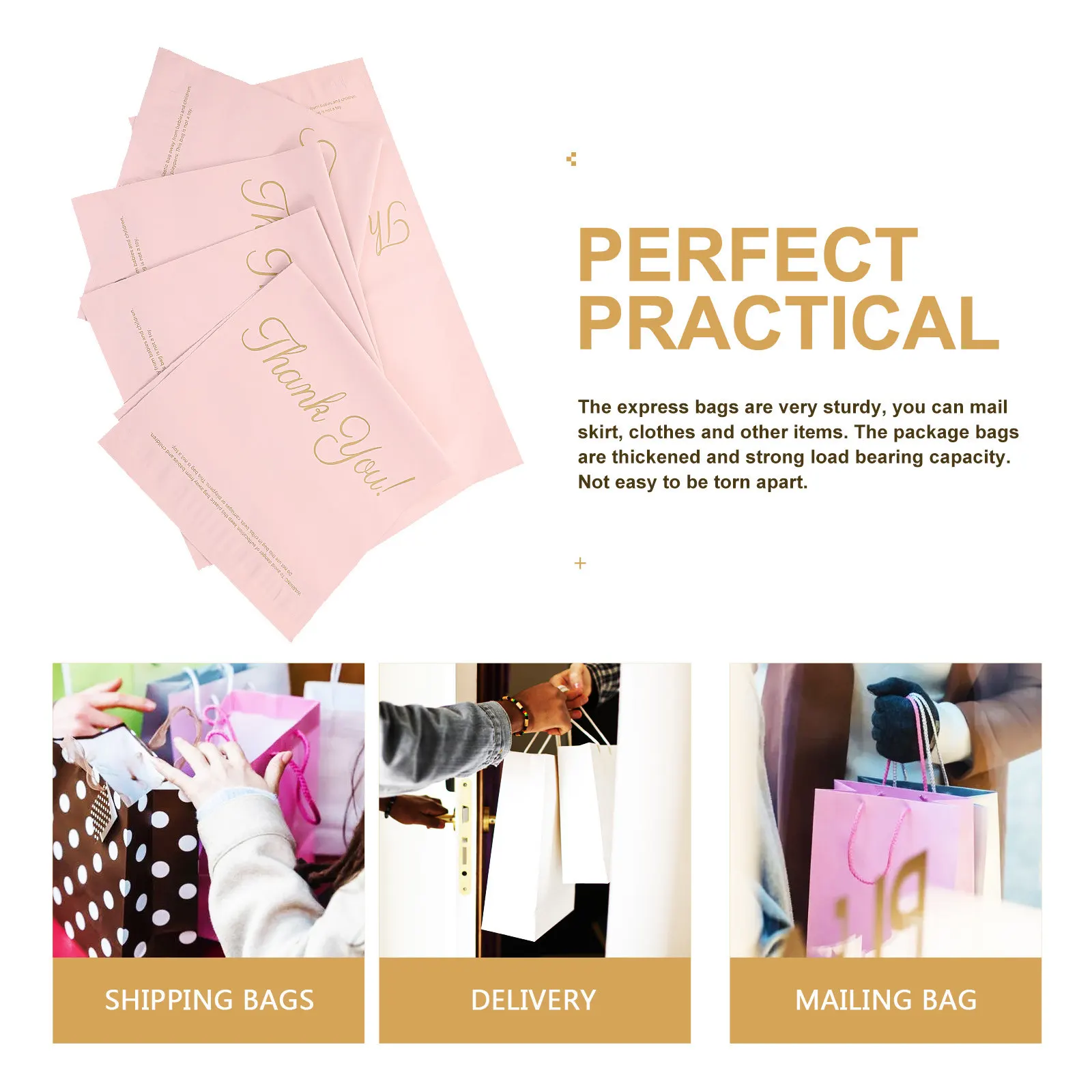 

100Pcs Thickened Waterproof Shipping Bags Clothes Packing Bag Strong Adhesion Portable Poly Mailers for Clothing Shipping
