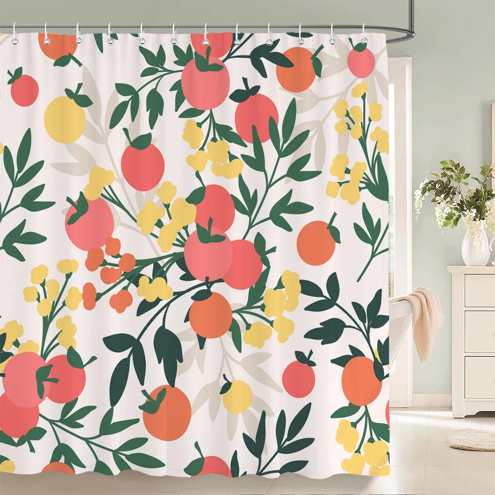 Modern Fresh Fruit lemon Bath Curtain Waterproof Fabric Shower Curtain With 12 Hooks Bathtub Screen for Bathroom Home Decorate