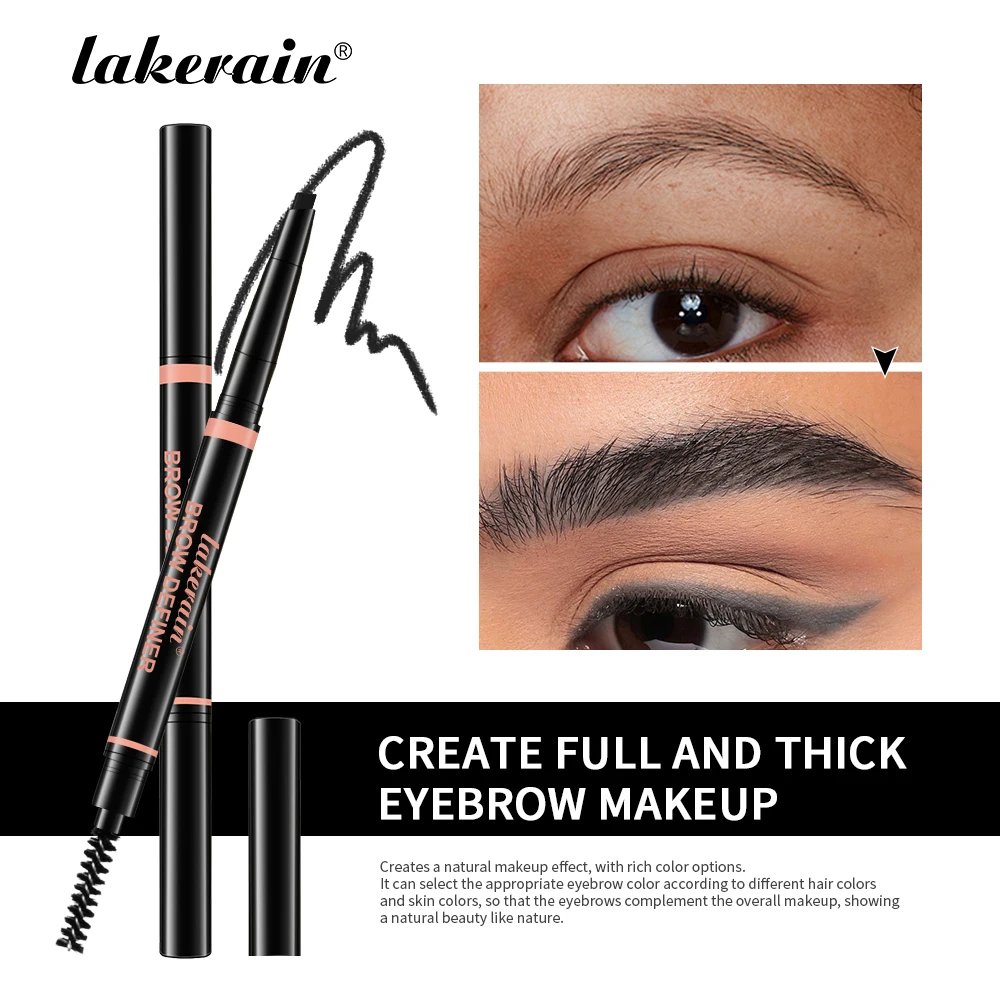 Double Ended Eyebrow Pencil Rotatable Triangle Long Lasting Precise Brow Definer Natural Color Waterproof Eye Brow Pen