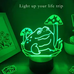 Sapo dos desenhos animados 3D Night Light, 7 Brilho colorido, Lâmpada de mesa criativa animal bonito, Tubarão legal, Cavalo, Tartaruga, 3D Nightlight Decor