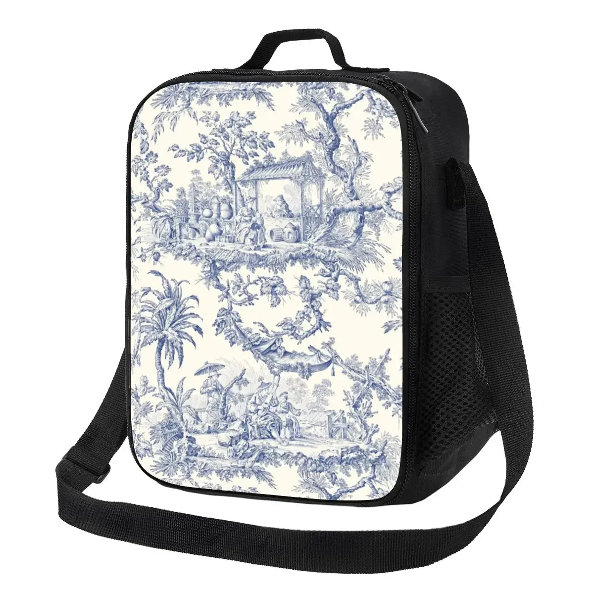 

Toile De Jouy Patterns Insulated Lunch Bag for Outdoor Picnic French Motif Portable Thermal Cooler Bento Box Women Children