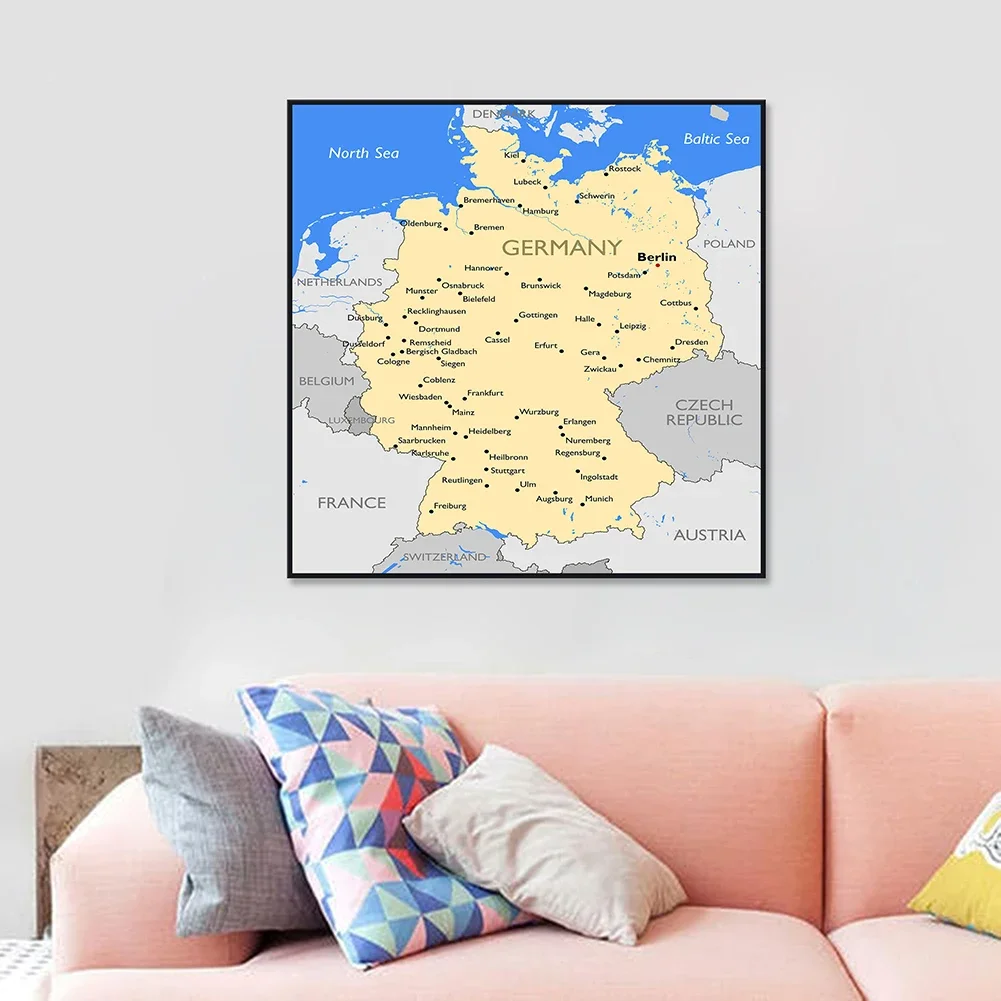 60*60 cm mapa niemcy dekoracyjne płótno malarstwo ścienne plakat artystyczny klasa dekoracja wnętrz przybory szkolne dla dzieci