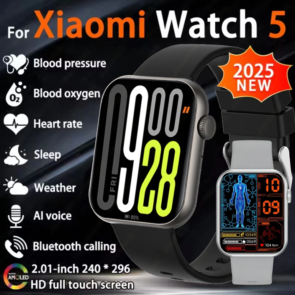 

2025 New For Android IOS Watch 5 Original Men GPS Track Bluetooth Call Heart rate Waterproof Sport Fitness Smart bracelet Women