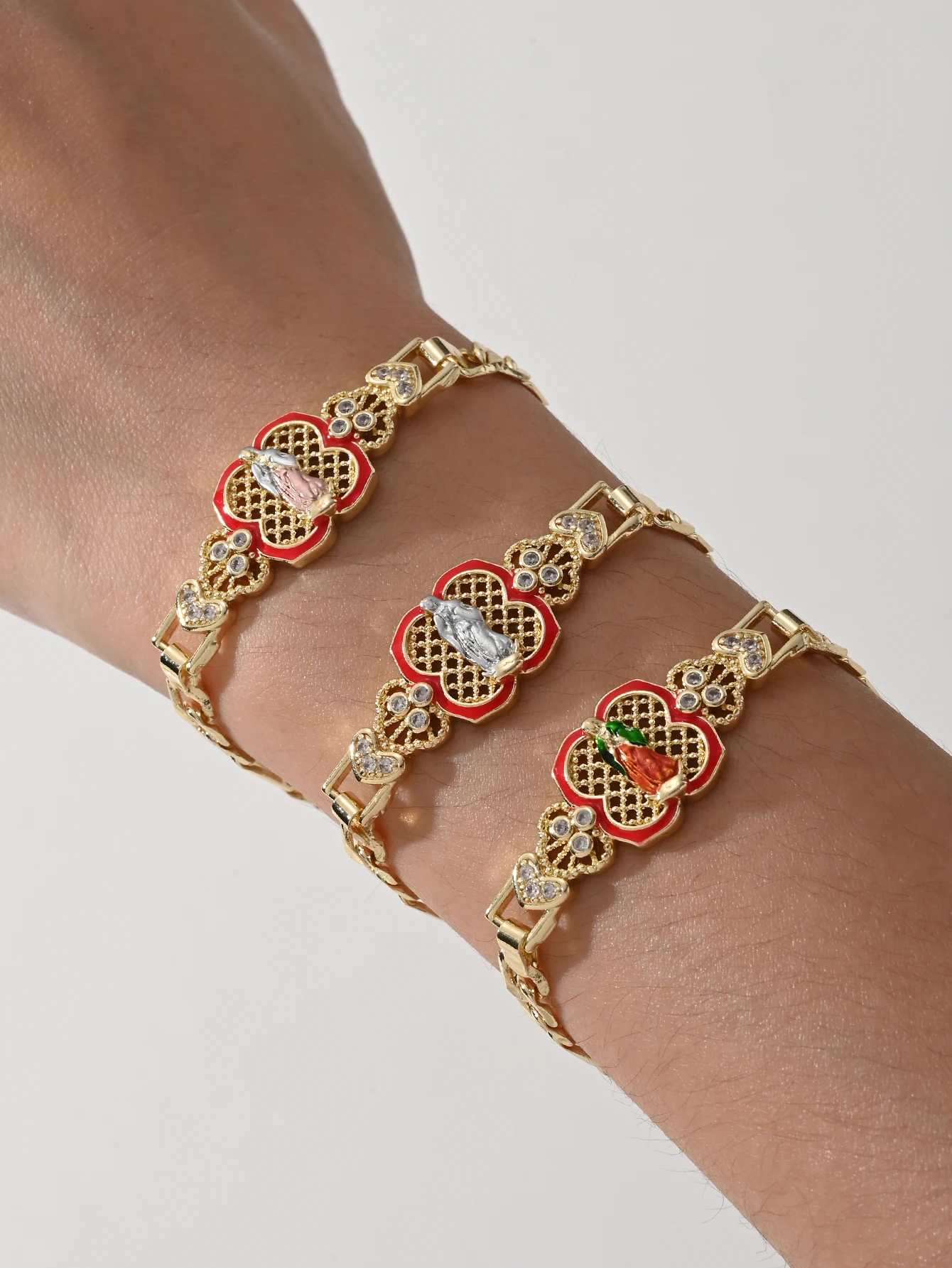 Madonna Maria Armband, Rosenperlen, religiöser Schmuck, schützendes Charm-Armband, verstellbar, Unisex-Geschenk