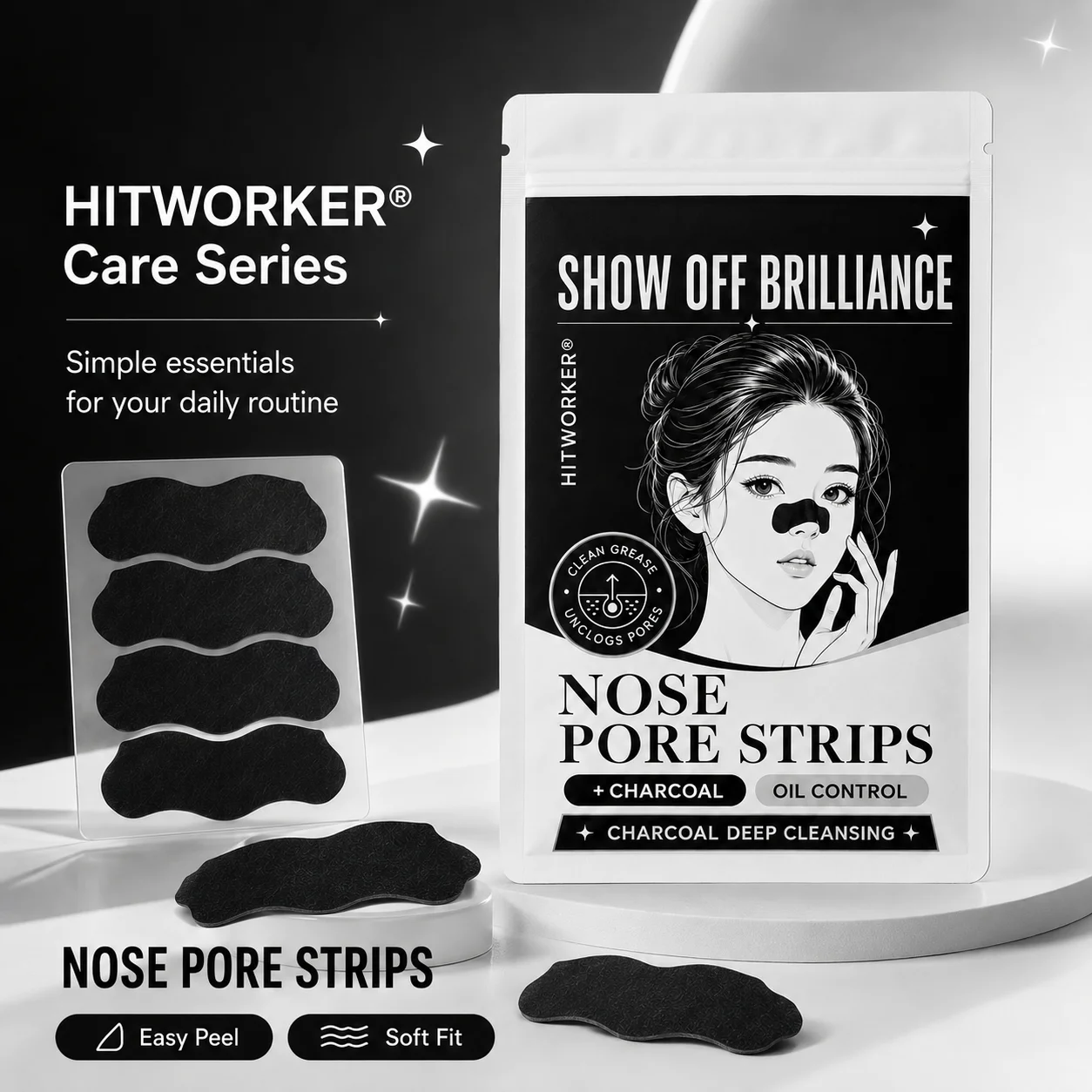 20PCS Blackhead Remover Strips, Charcoal Nose Strips Blackhead Remover, Deep Cleansing Pore Strips, Absorbs Blackheads