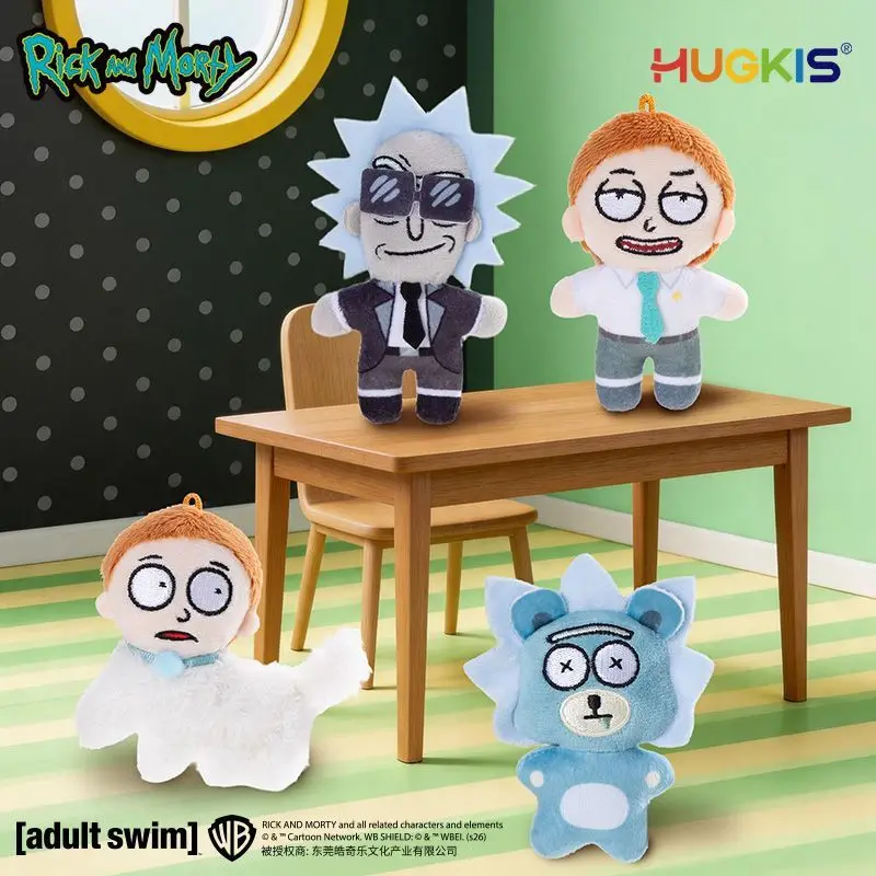 Authentic HUGKIS Rick and Morty Plush Doll Toy Anime Cartoon Multiverse Series Pendant Keychain Fridge Decor Magnet Toy Gift