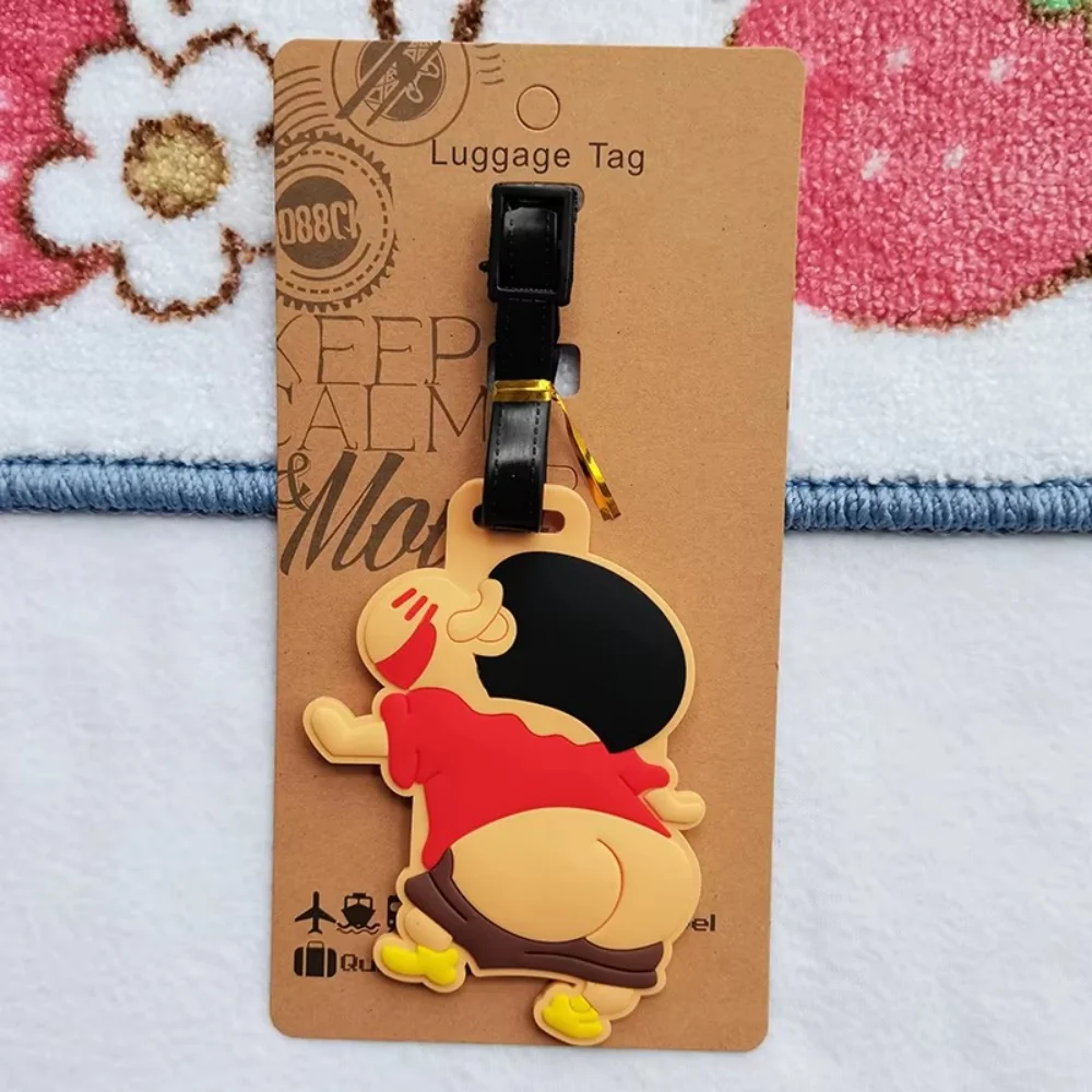 Kawaii anime crayon shin-chan etiqueta de bagagem bonito dos desenhos animados sílica mala id endereço titular bagagem embarque portátil meninas presentes
