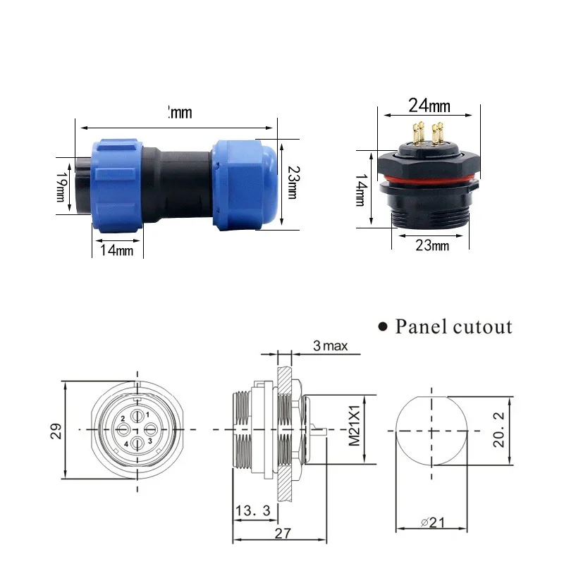 5/10/100 Sets SP13 SP16/SP17 SP20/SP21 Waterproof Connectors IP68 Aviation Plug Male Female 2pin 3pin 4pin 5pin 6pin 7pin 9pin