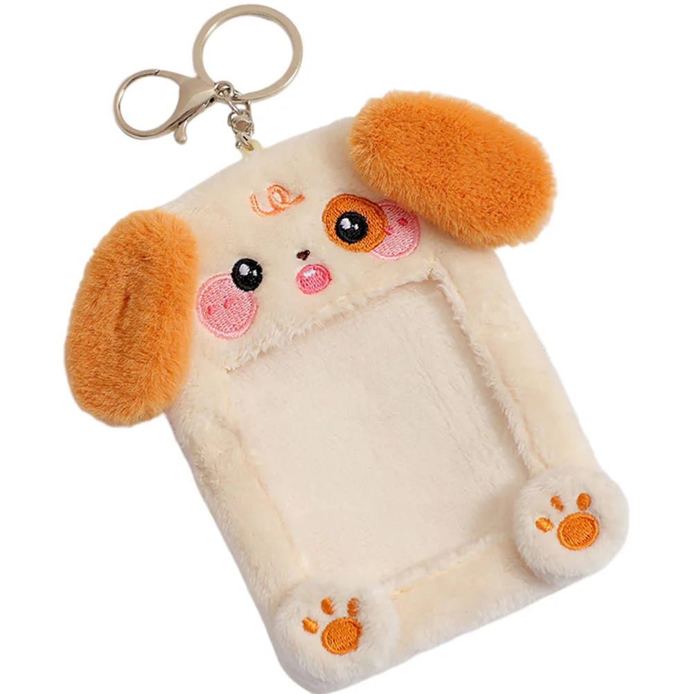 Beadable Keychain Plush Animal Card Holder Fob Badge Pet Visible Photocard Decor