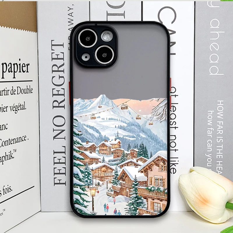 Christmas Street Landscape Phone Case For iPhone 17 16 15 11 12 14 13 Pro Max Mini X XS XR 7 Plus SE Shockproof Hard Matte Cover