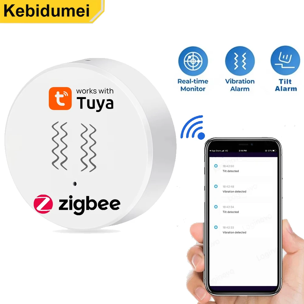 ZigBee Vibration Tilt Sensor Door Window Alarm Detection Smart Home Automation Security Protection System for Google Assistant