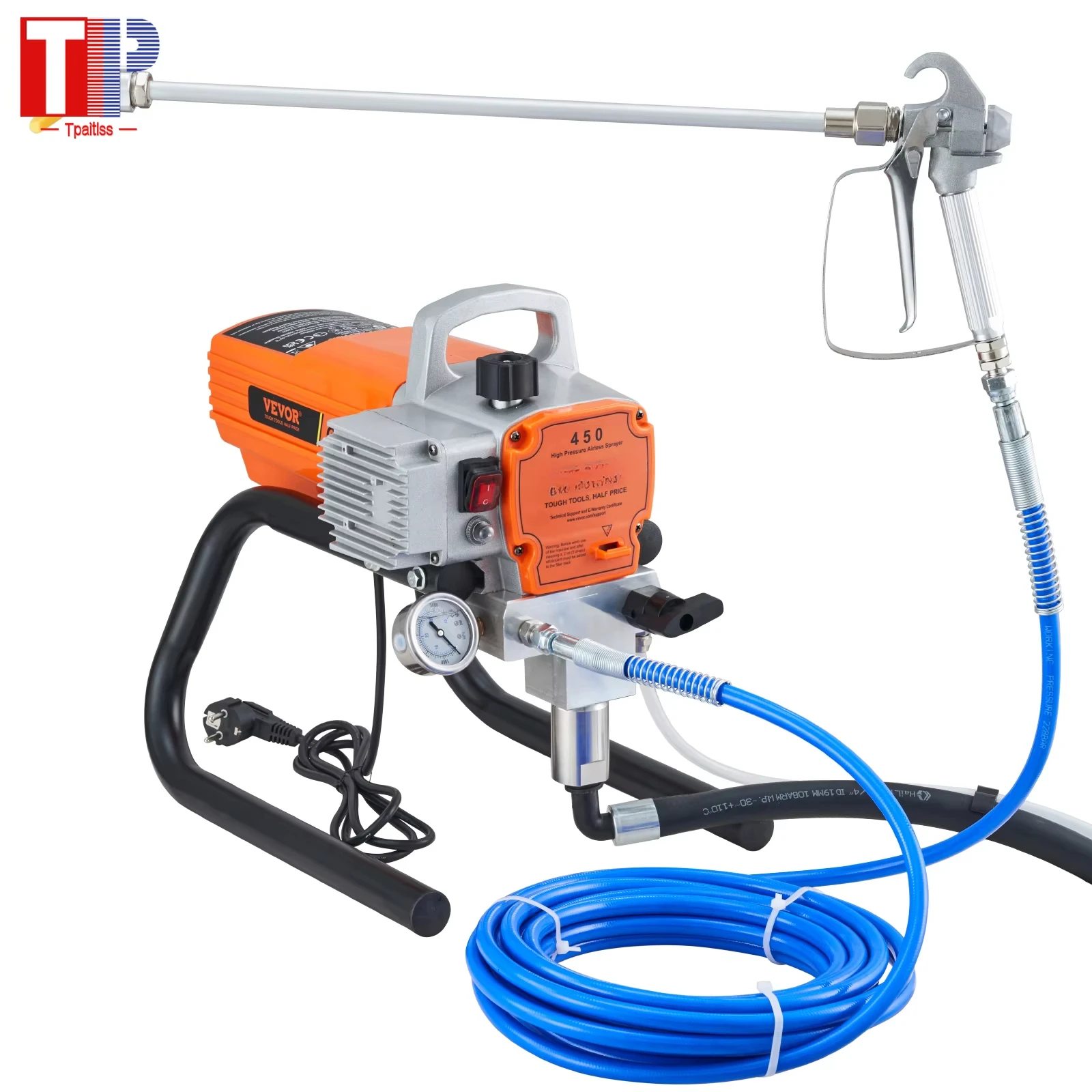 Tpaitlss  Airless Wall Paint Sprayer 1800W Electric Sprayer Gun Kit Adjustable Spray Pressure with Pipe for Wall & Ceiling