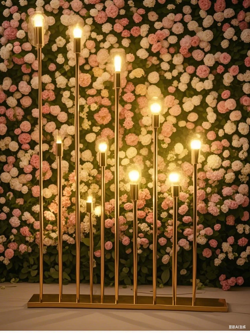 

Golden Transparent Acrylic Candlestick with Multi Head Reed Lights - Top Choice for Wedding Decor & Party Table Centerpieces