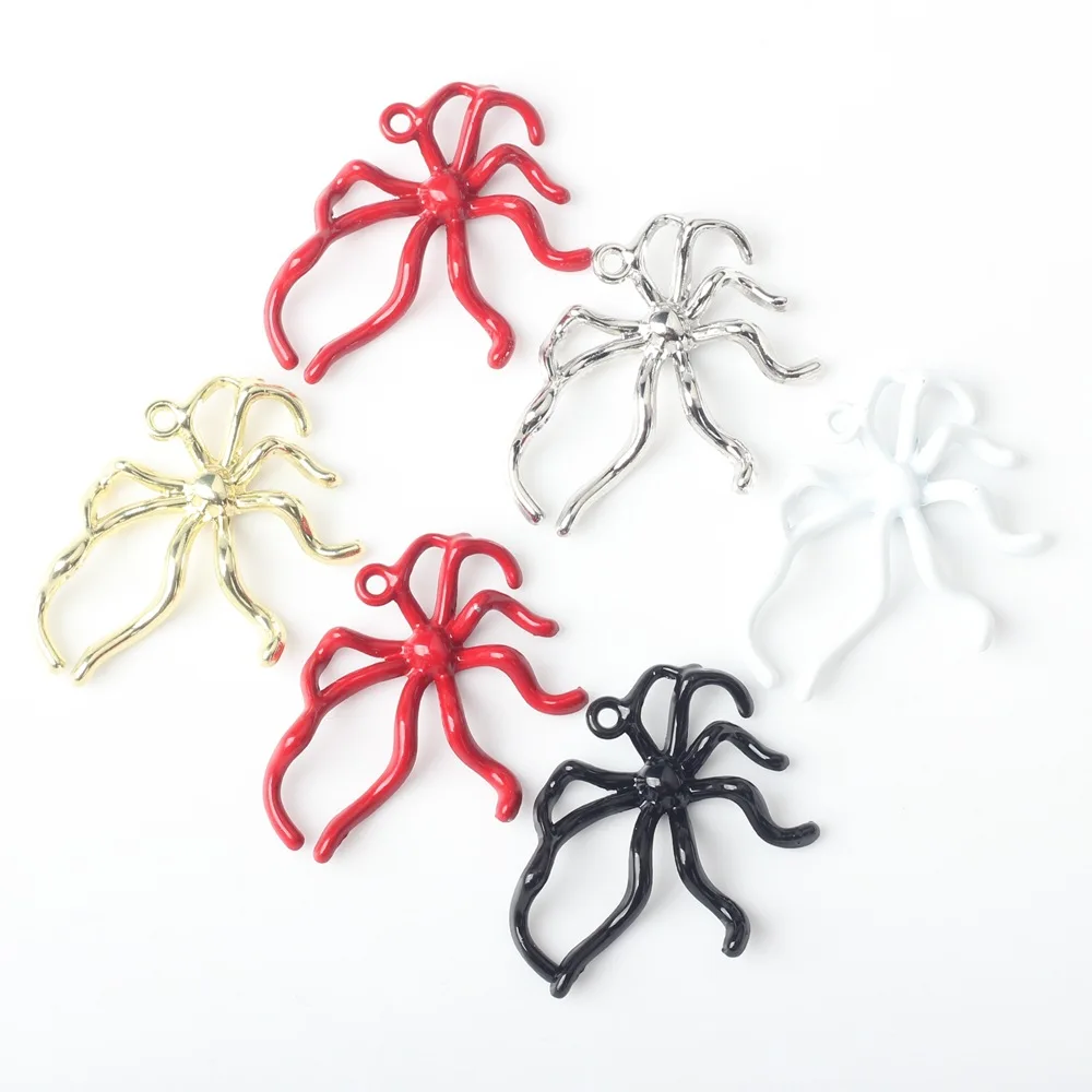 Alloy Metal Spider Encantos para Fazer Jóias, Animal Pingente, Handmade DIY Pulseira, Colar, Acessórios de Ornamento, Artesanato, 10Pcs