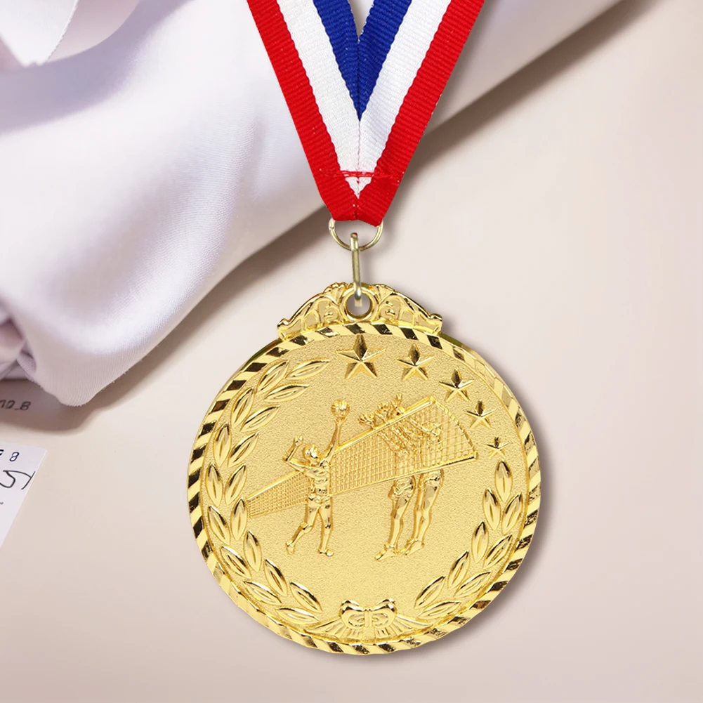 6.5cm Volleyball Medal Competition Awards with Neck Ribbon Metal Winner Medals Gold/Silver/Bronze Medal for Sports Competition