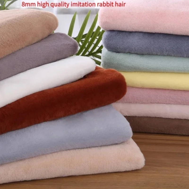 Encryption Faux Rex Rabbit Fur Fabric Soft Thick Blanket  Hat Coat Plush Toy Handmade DIY Fur Clothing Sewing Fabric Multi-color