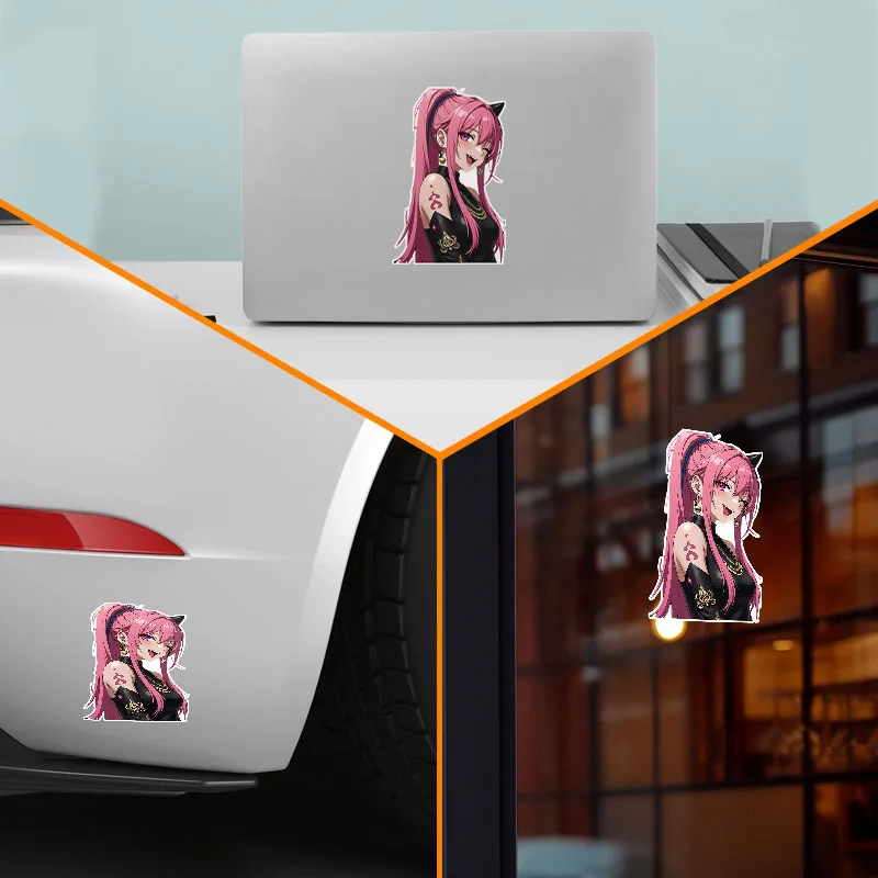 Anime Girl Vinyl Sticker, Pink Hair Cat Ear, Waterproof Decal for Cars, Motorcycles, Laptops and Helmets, Cute Decor view 5