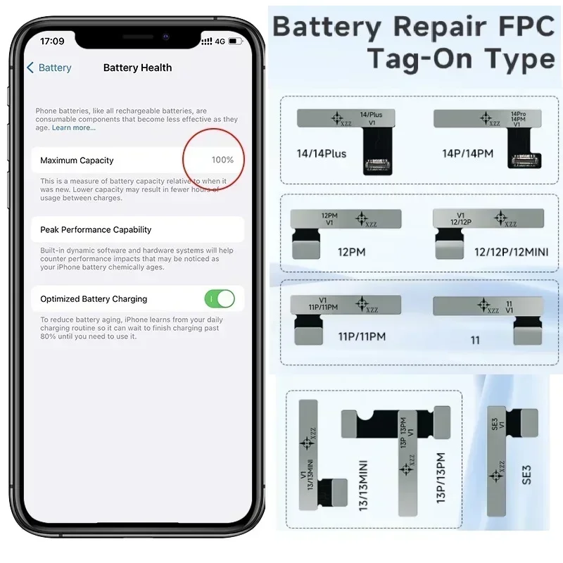 XZZ Xinzhizao non c' è bisogno di programmatore leggi scrivi dati batteria Flex per iPhone 11 12 14 13 Pro Max batteria salute/riparazione finestra Pop-up