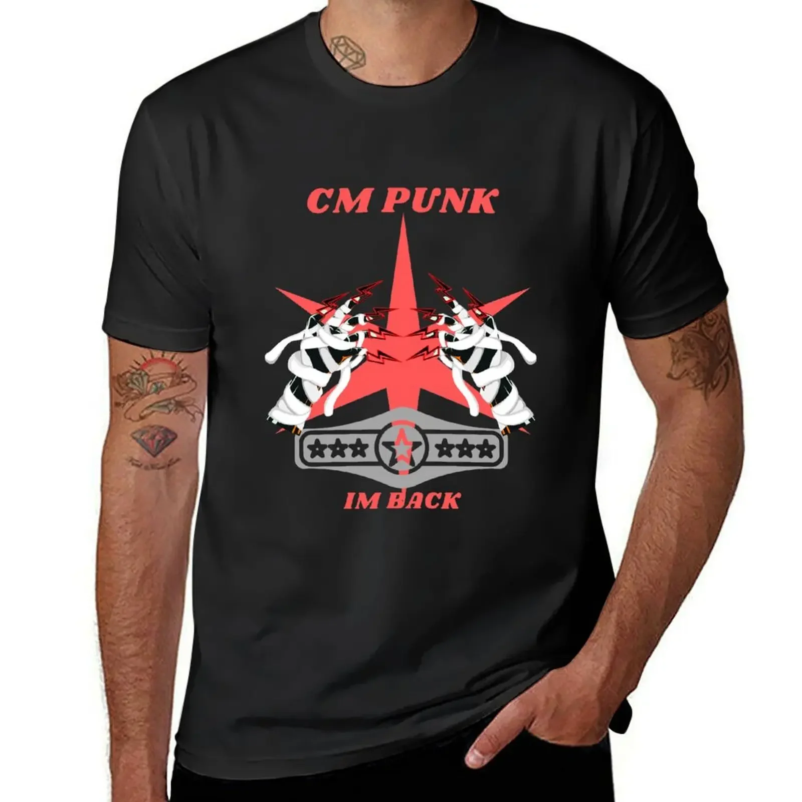 cm punk aew T-Shirt plus size tops cotton graphic tees shirts graphic tee heavy weight t shirts for men