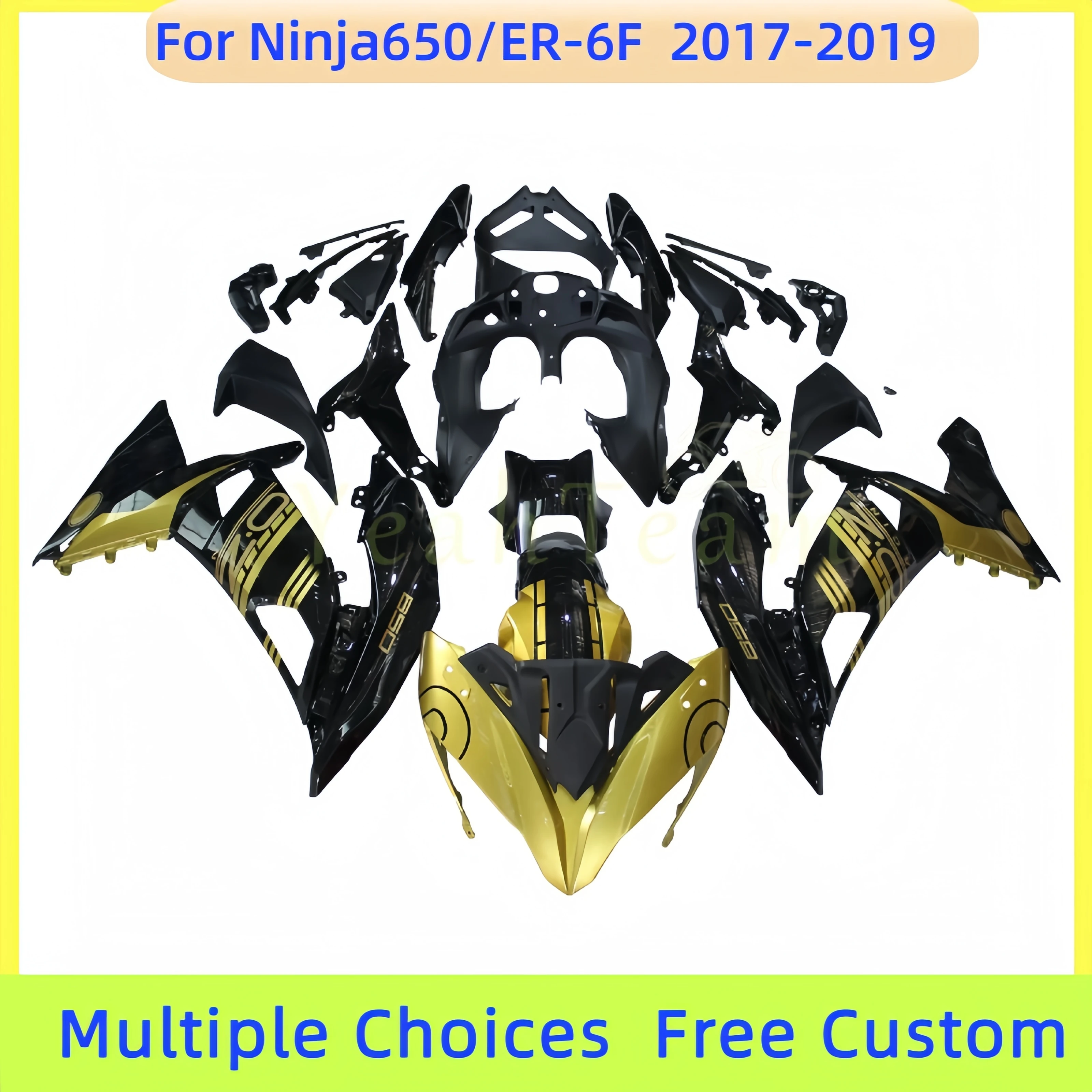 Fit for Kawasaki 2017 2018 2019 ER-6F NINJA650 EX650 Motorcycle Plastic ABS Body Kit Shell Fairing Kit Set NINJA650R ER6F gold