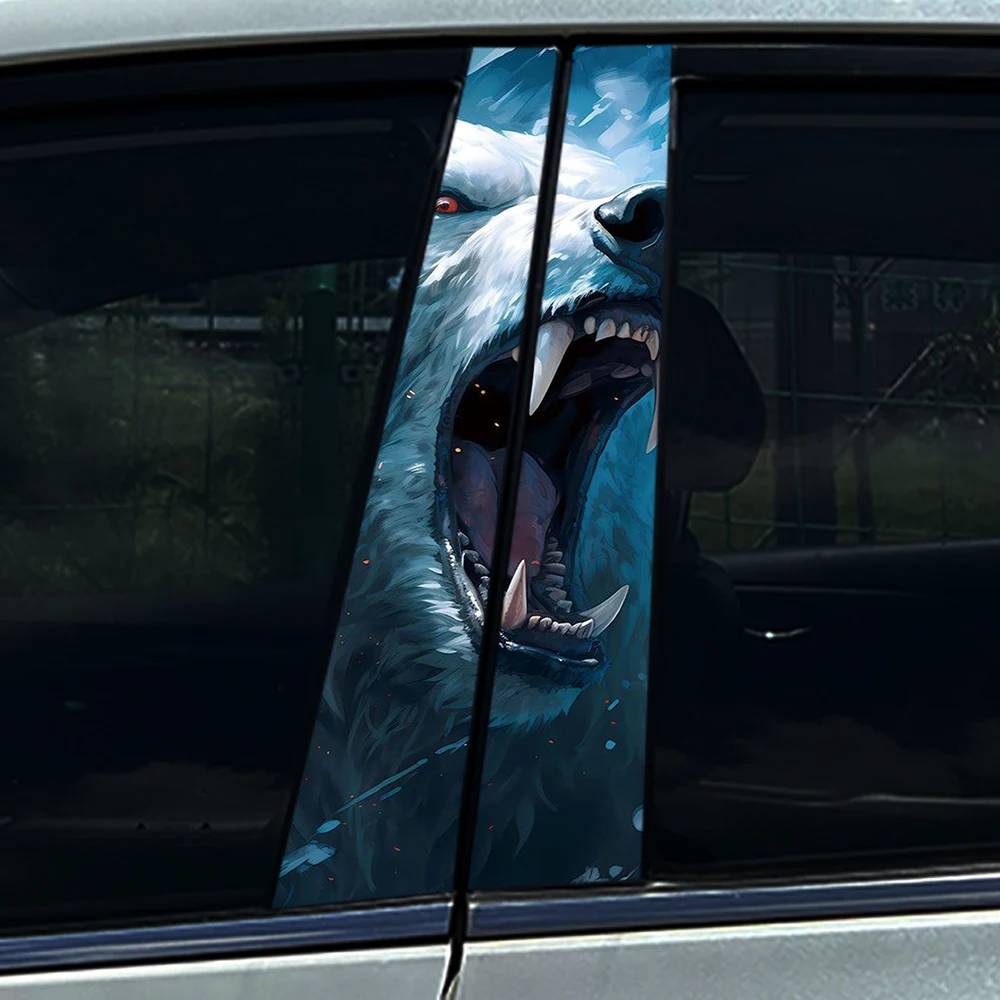 

2PCS Aggressive Bear Car Window Pillar Sticker Split B-pillar Decal Waterproof PVC Auto Styling Vehicle Decoration