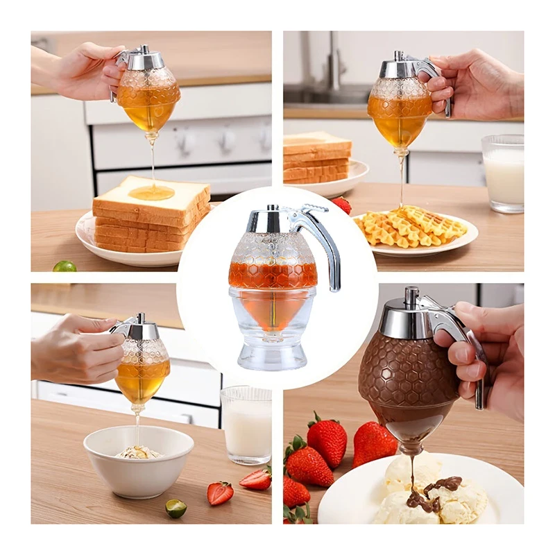 

BOLTIFYSqueeze Bottle Honey Jar Container Bee Drip Dispenser Kettle Storage Pot Stand Holder Juice Syrup Cup Kitchen Accessories
