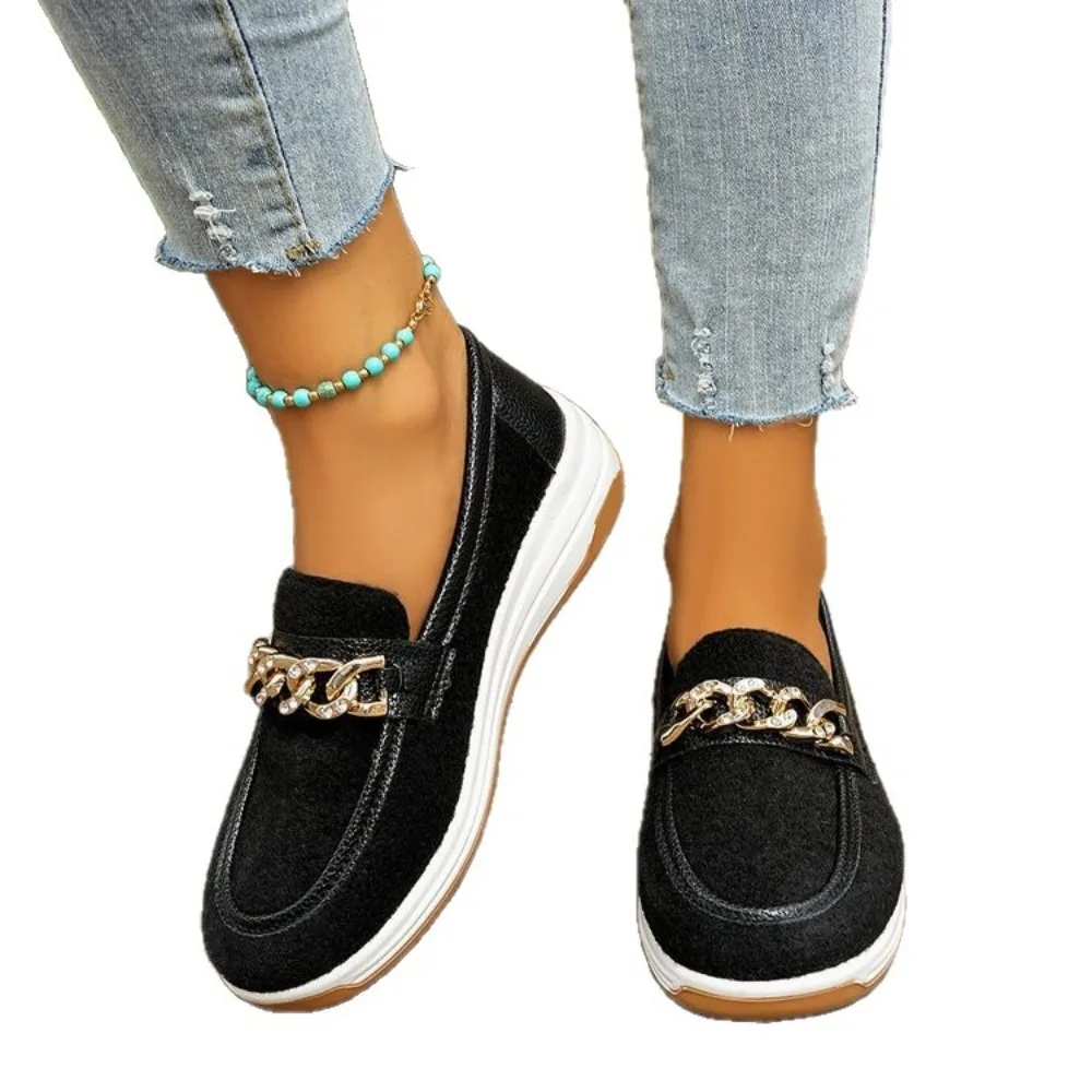 

Весенне-осенние удобные элегантные туфли на плоской подошве для женщин, модная новая нескользящая повседневная спортивная обувь с круглым носком на толстой подошве