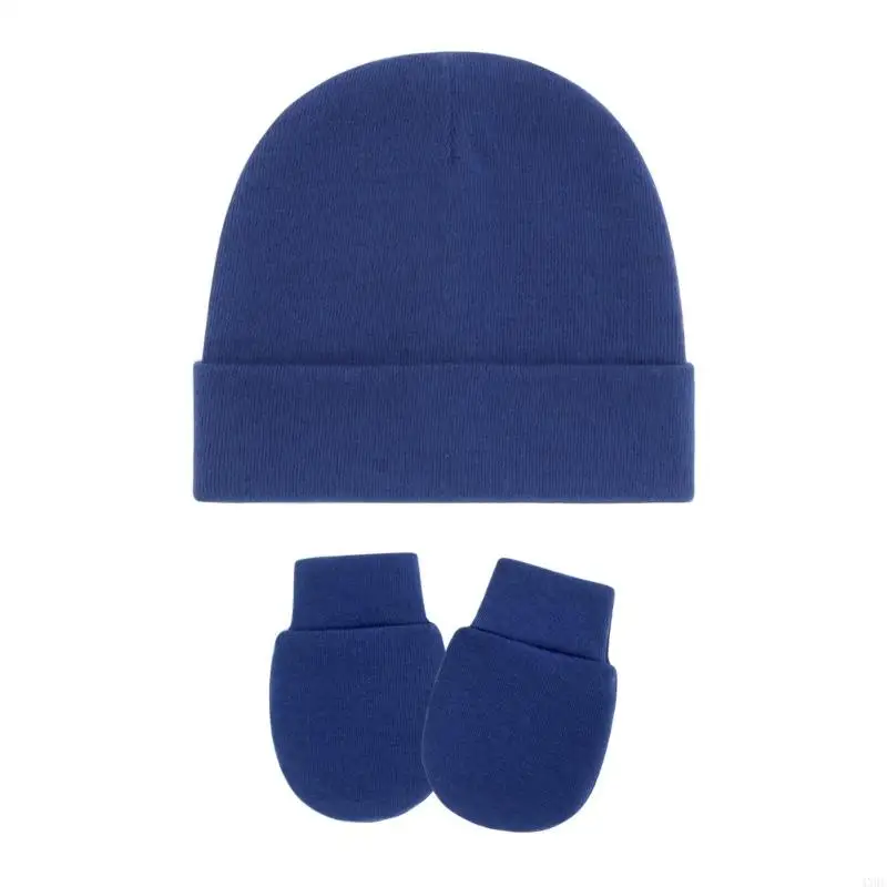 4 개의 유아 병원 모자 및 장갑 편안한 신축성면 보닛 캡 4xBC 세트