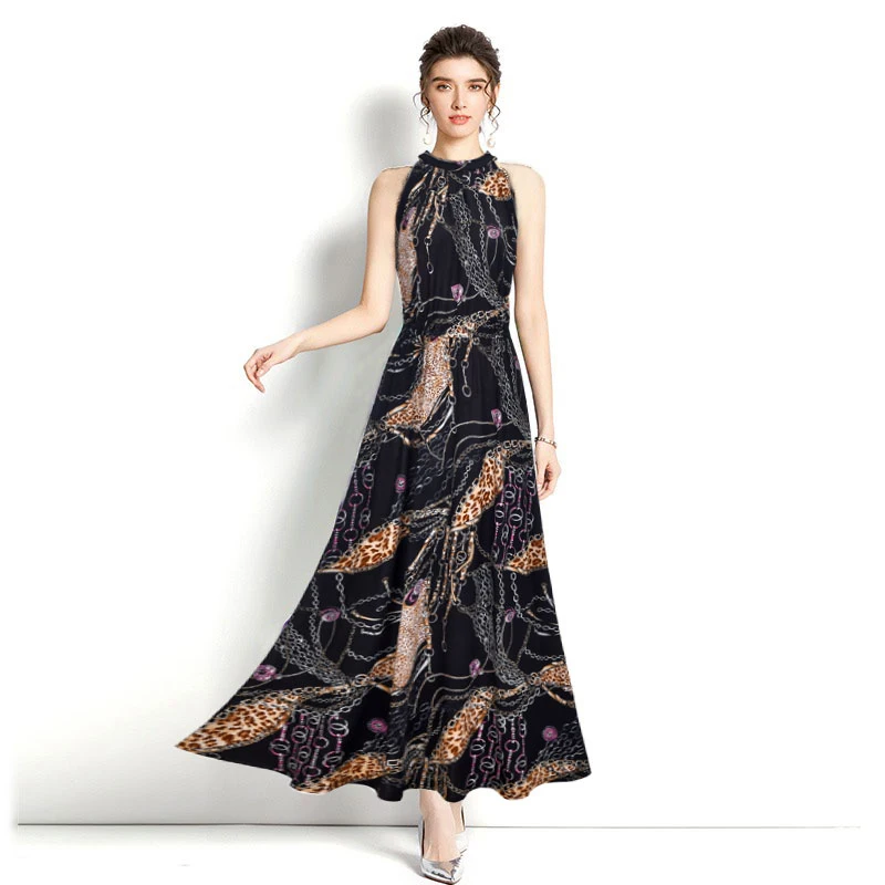 Letnie 2024 długa sukienka Boho Sundress Print kobiece o linii A miękkie plażowe czeskie kobiety sukienki Sexy głębokie panie