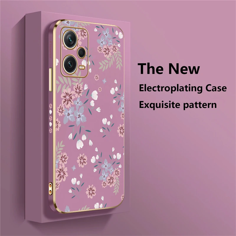 Note 12 13 Pro Plus Flower Luxury Plating Phone Case For Xiaomi Redmi NOTE 12S 9T 9S 8 11S 10S 10 Pro Max Soft Cover