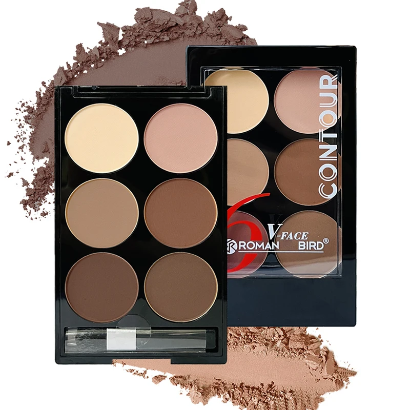 Evidenzia Contouring Powder Palette Face Shadow Contouring Powder Makeup Palette con pennello Face Bronzer Color Correcti 6 colori