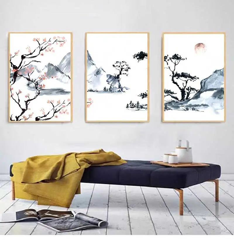 Modern Simple Wall Art Japanese Style Cherry Blossom Tree HD Canvas Oil Painting Poster Prints Home Bedroom Living Room Decor