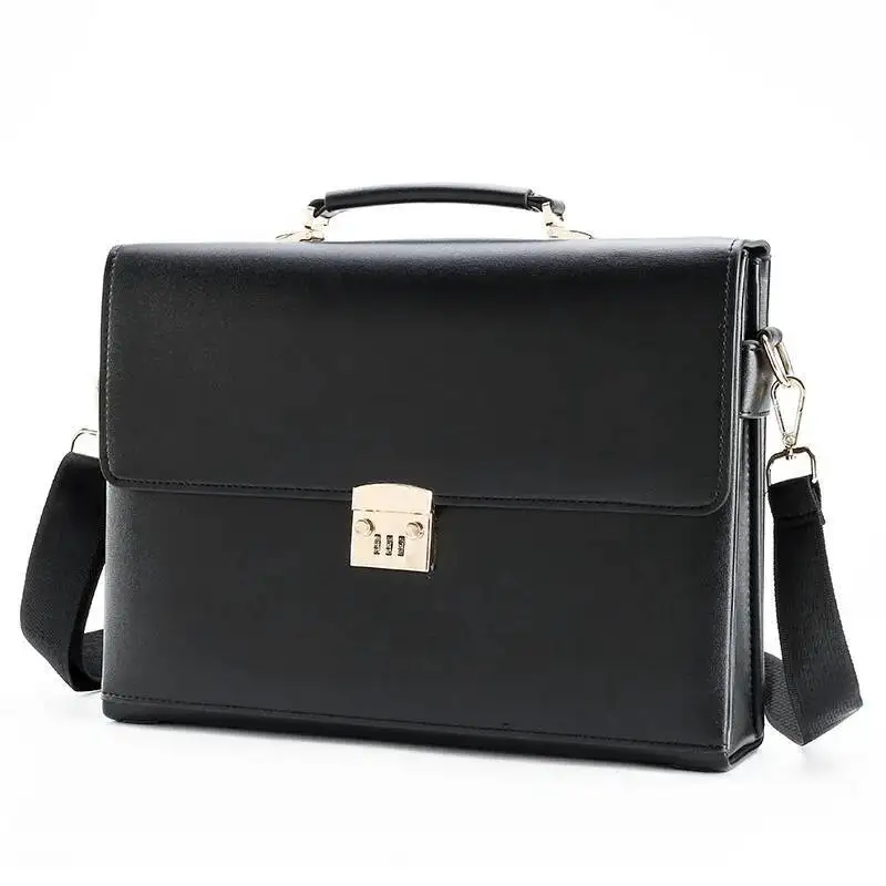 High Quality Men's Simple Handbags Vintage Password Lock Briefcase Large Capacity Business Computer Bag Satchel