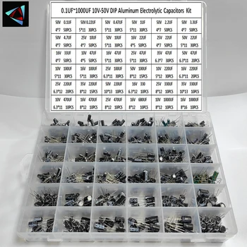 1000 ชิ้น/ล็อต 0.1UF-1000UF 36 ค่าอลูมิเนียม 10-50V ผสม Electrolytic Capacitor ชุดสารพันและกล่อง